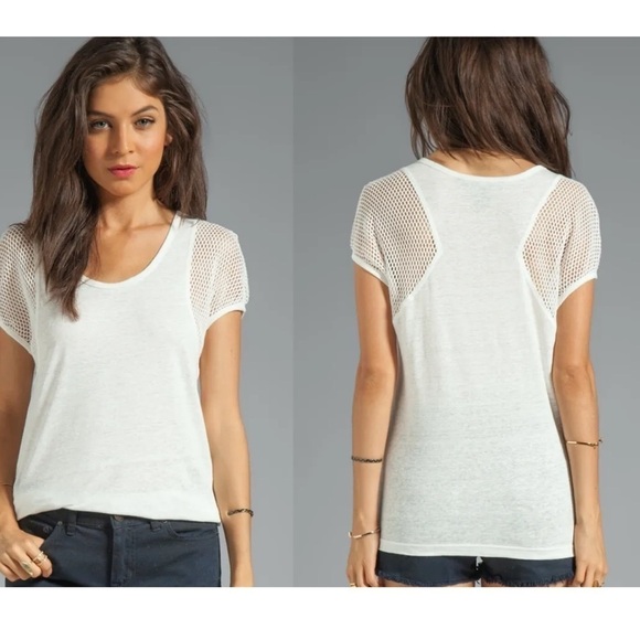 Marc by Marc Jacobs Texture Tee Linen Top in Marshmallow - Picture 2 of 9